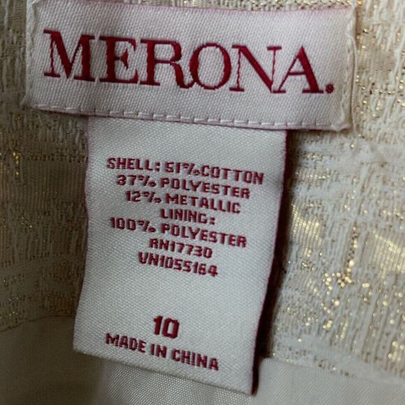 Merona Skirt Women's Size 10 Metallic Gold Back Zipper A-Line Mini Peated Pencil - Picture 8 of 8